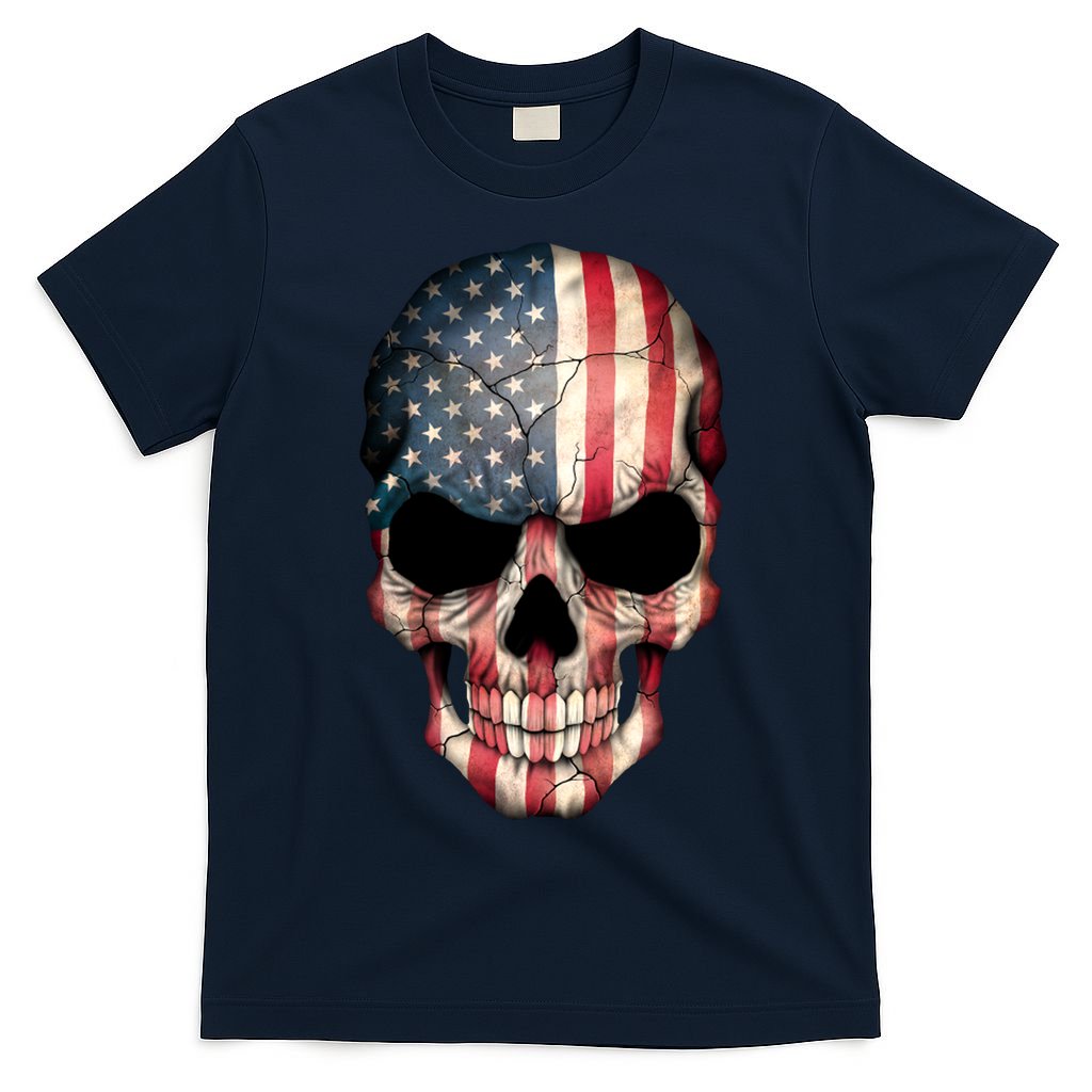 American USA Skull Grunge American Flag T-Shirt