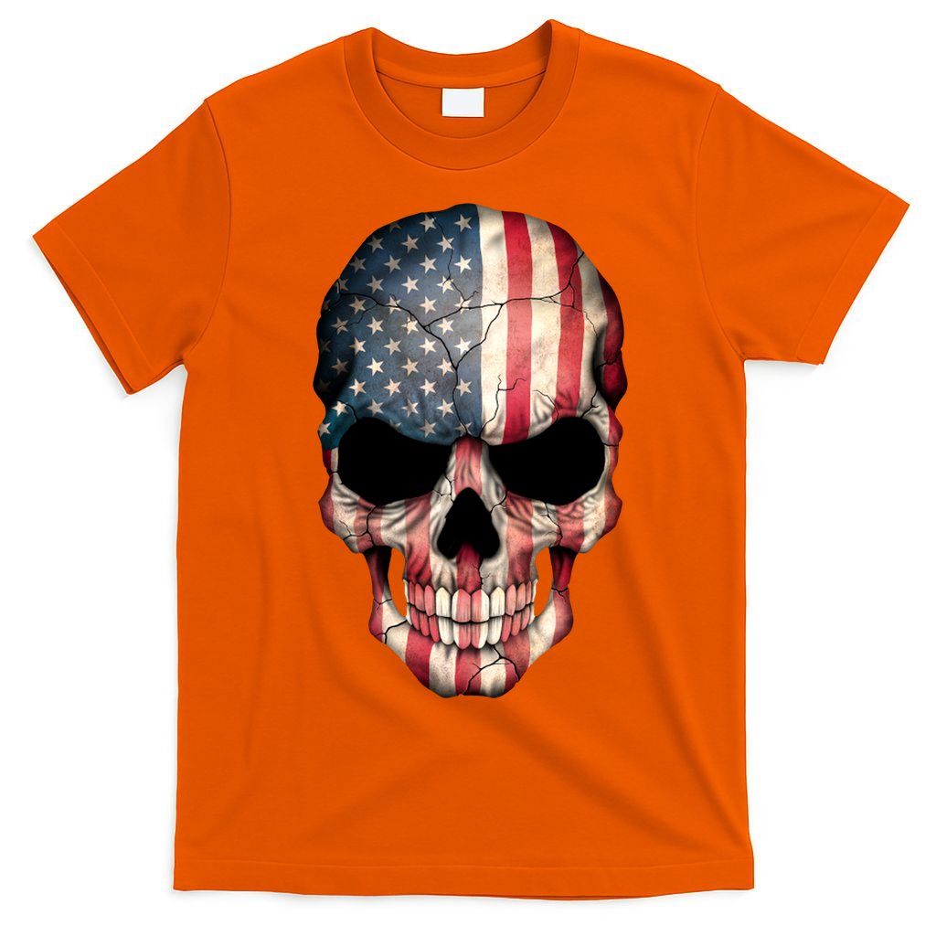 American USA Skull Grunge American Flag T-Shirt