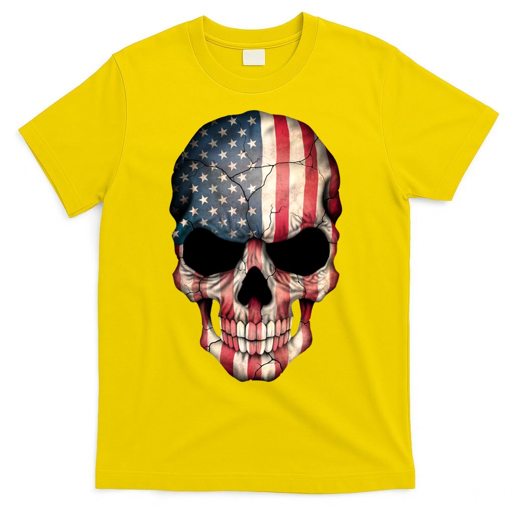 American USA Skull Grunge American Flag T-Shirt