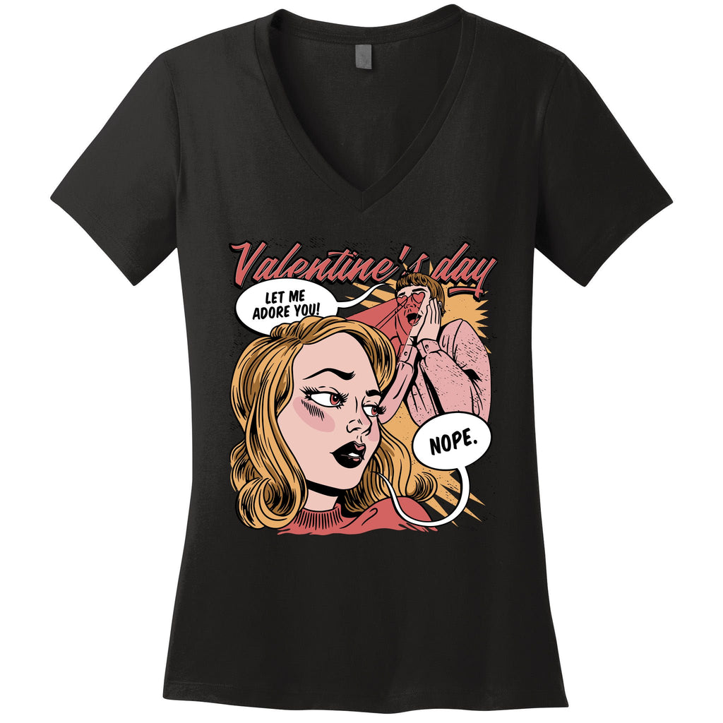 Anti Valentines Day Feminist Comic Women's V-Neck T-Shirt