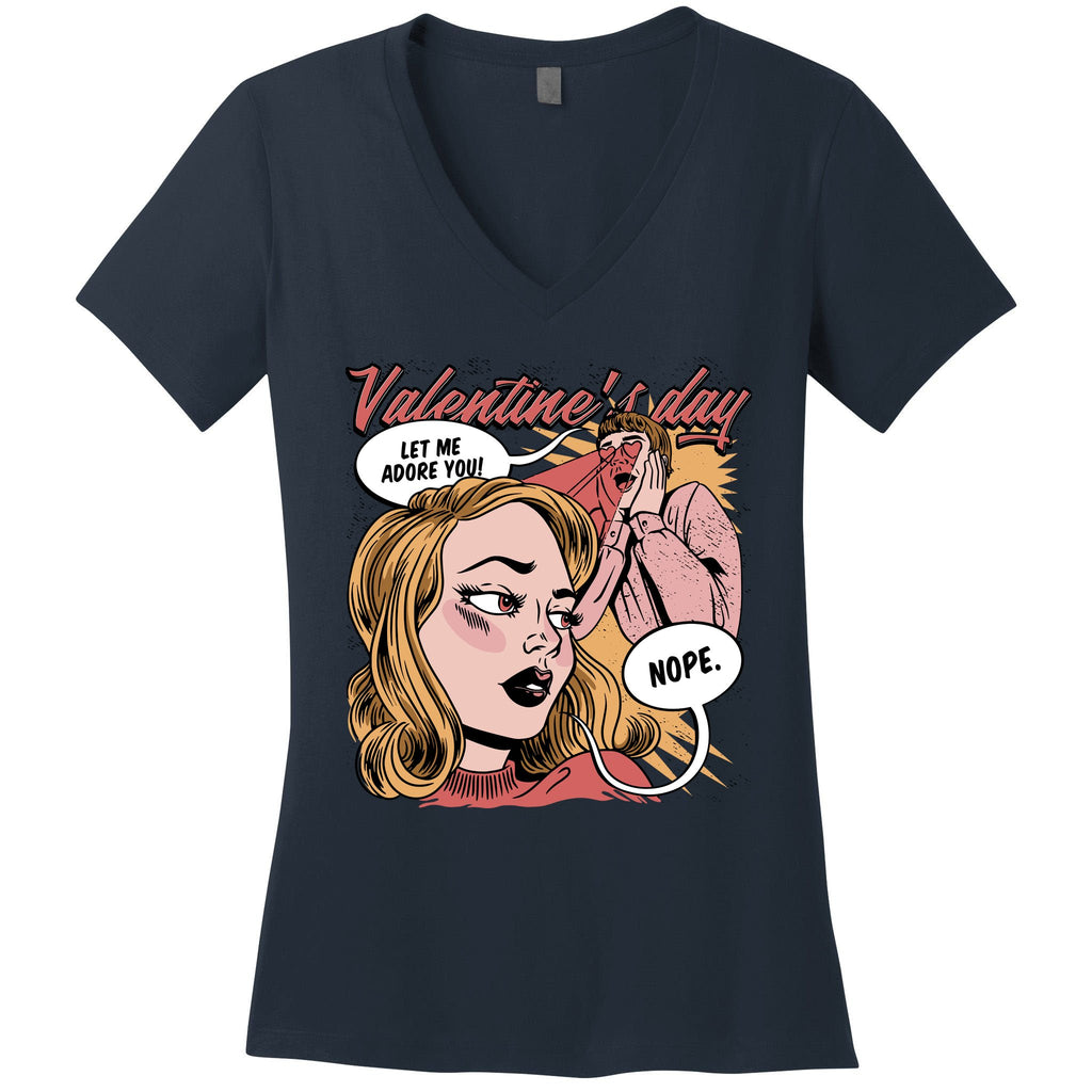 Anti Valentines Day Feminist Comic Women's V-Neck T-Shirt