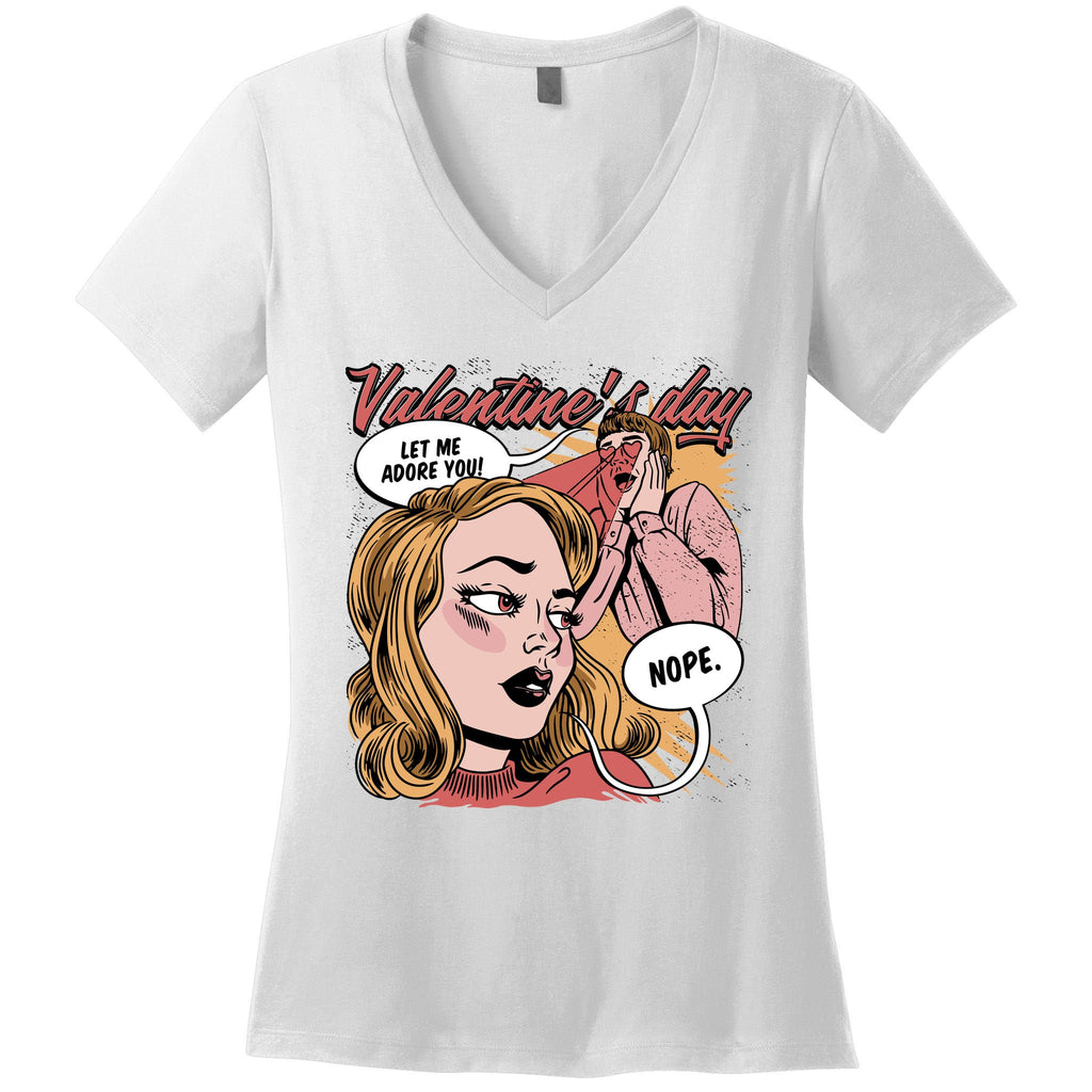 Anti Valentines Day Feminist Comic Women's V-Neck T-Shirt