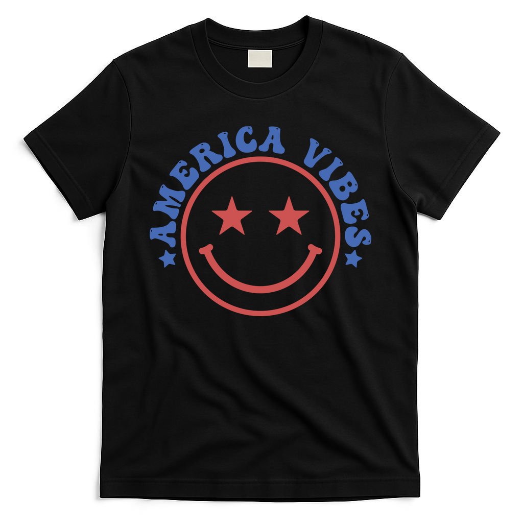 America Vibes Smiley 4th Of July T-Shirt