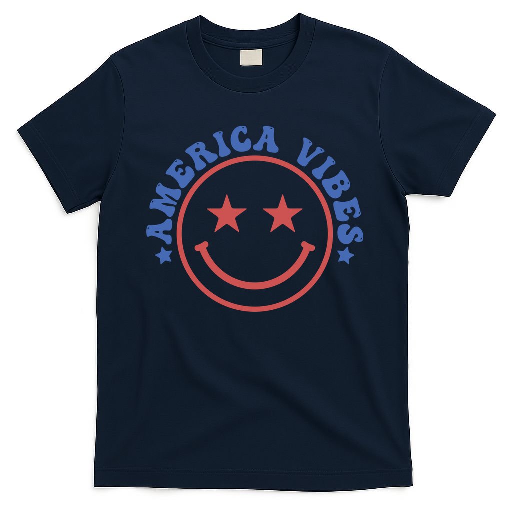 America Vibes Smiley 4th Of July T-Shirt