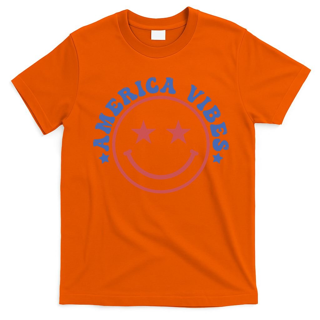 America Vibes Smiley 4th Of July T-Shirt