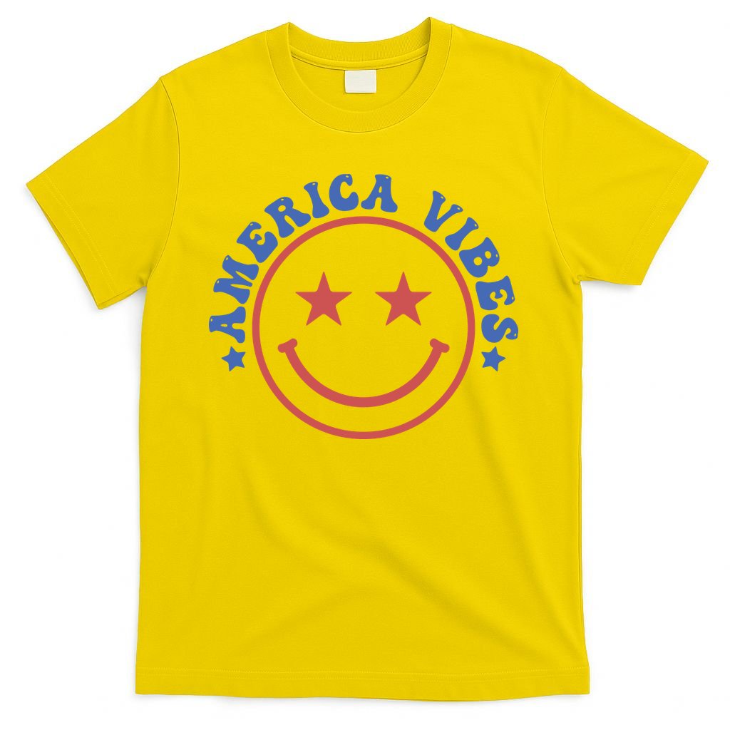 America Vibes Smiley 4th Of July T-Shirt
