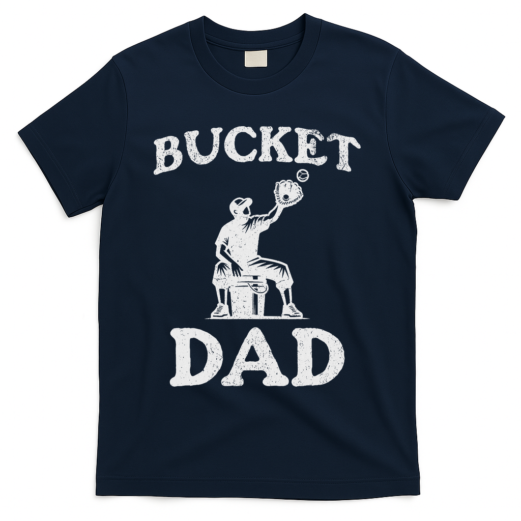 Bucket Dad Softball Dad Baseball Funny Father's Coach T-Shirt