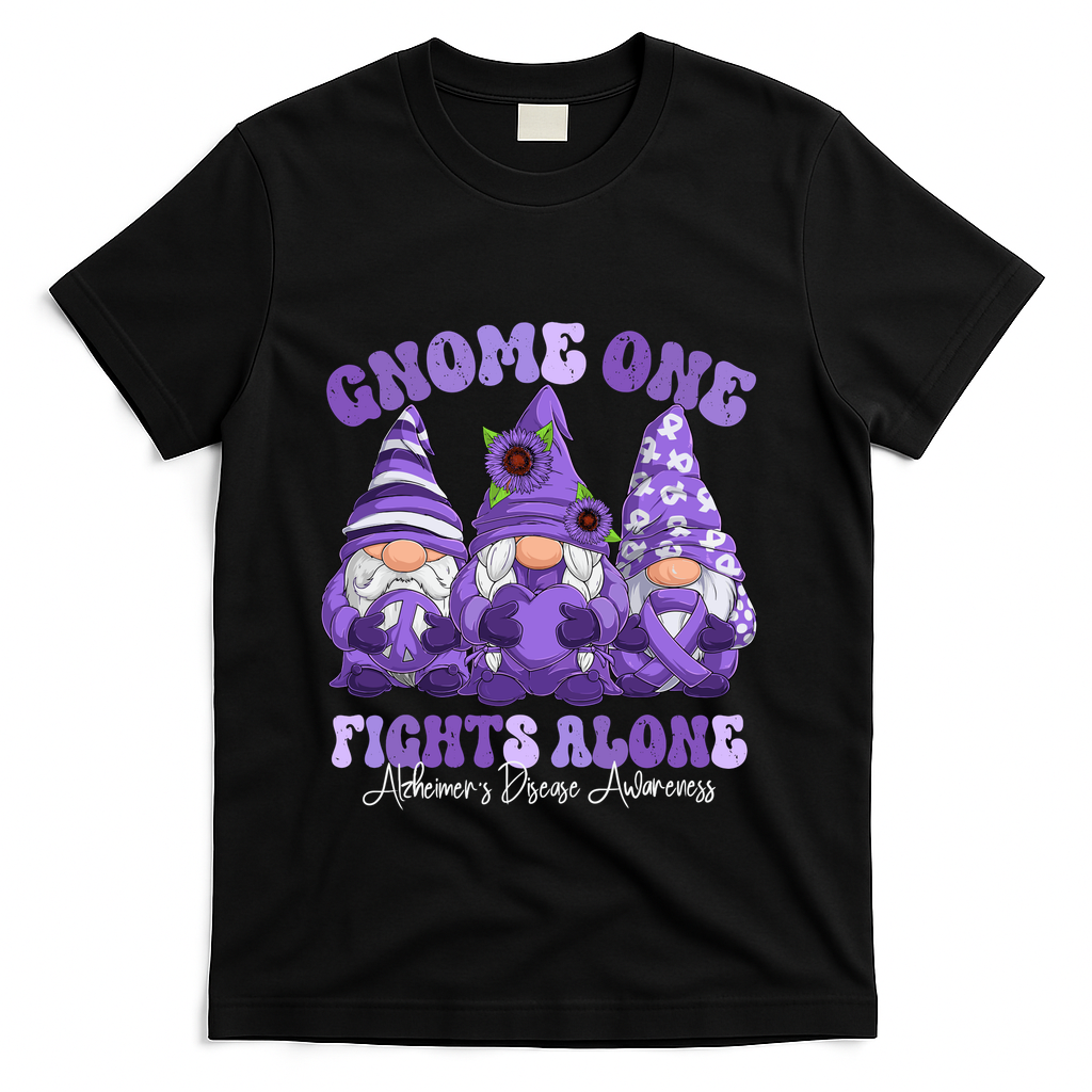 AlzheimerS Disease Awareness Month Purple Ribbon Gnomies T-Shirt