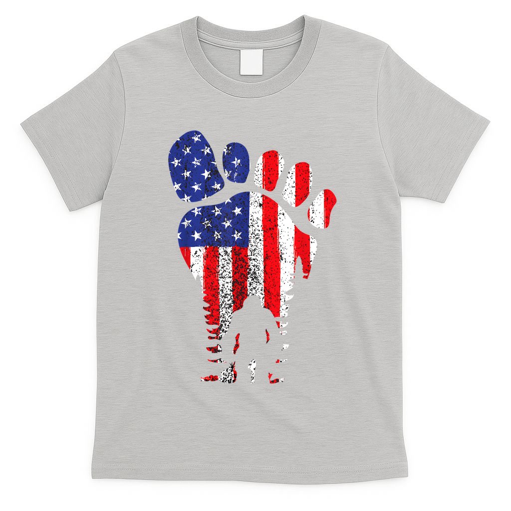 Bigfoot 4th Of July Sasquatch American Flag Patriotic T-Shirt