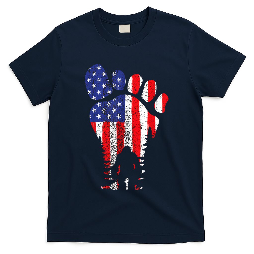 Bigfoot 4th Of July Sasquatch American Flag Patriotic T-Shirt
