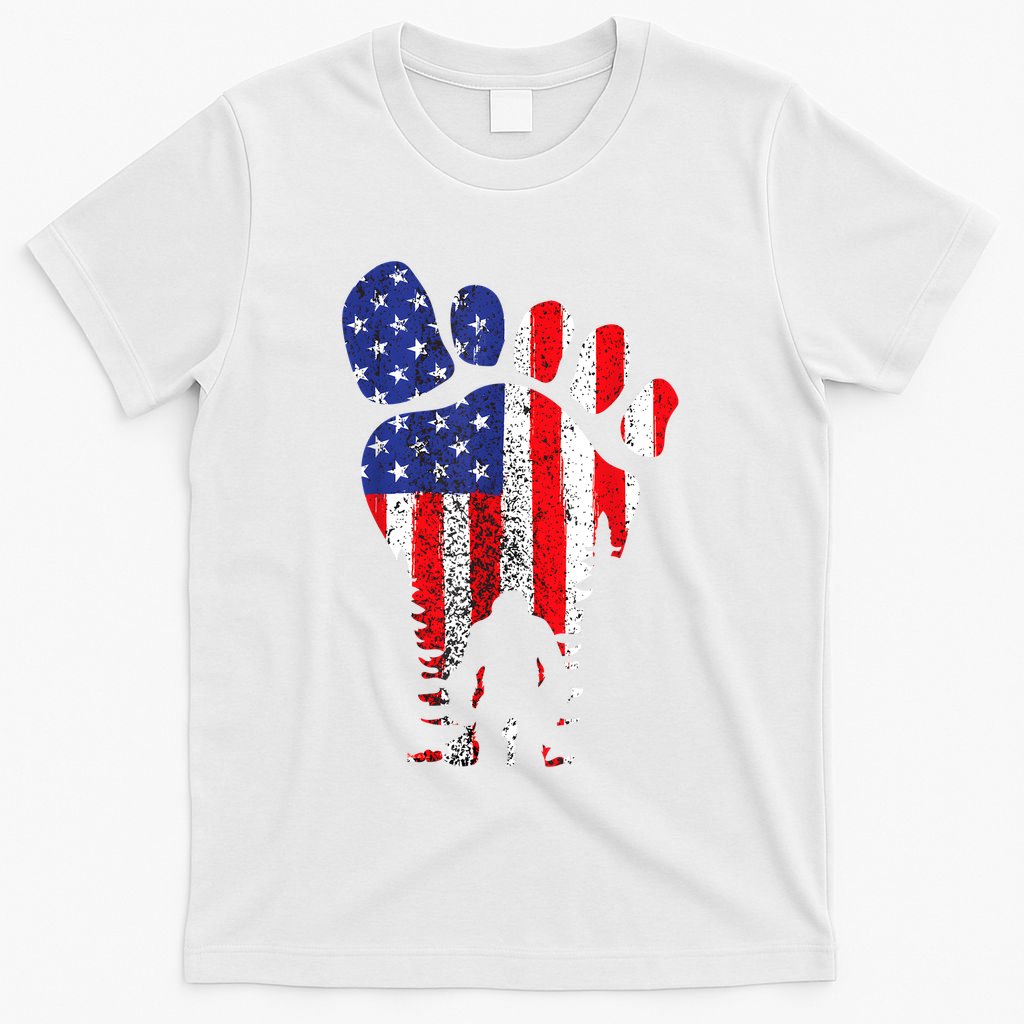 Bigfoot 4th Of July Sasquatch American Flag Patriotic T-Shirt