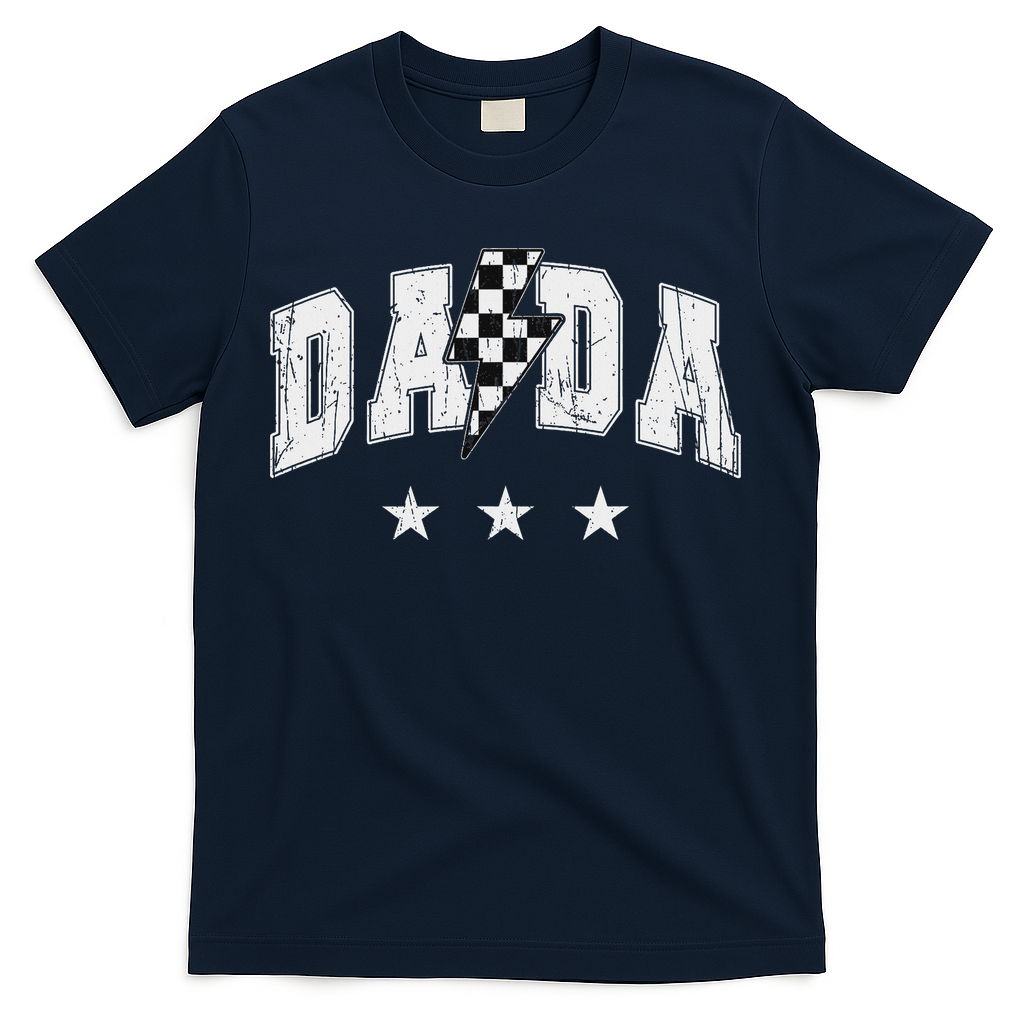 Retro Dada Lightning Bolt Checkered Father’s Day T-Shirt