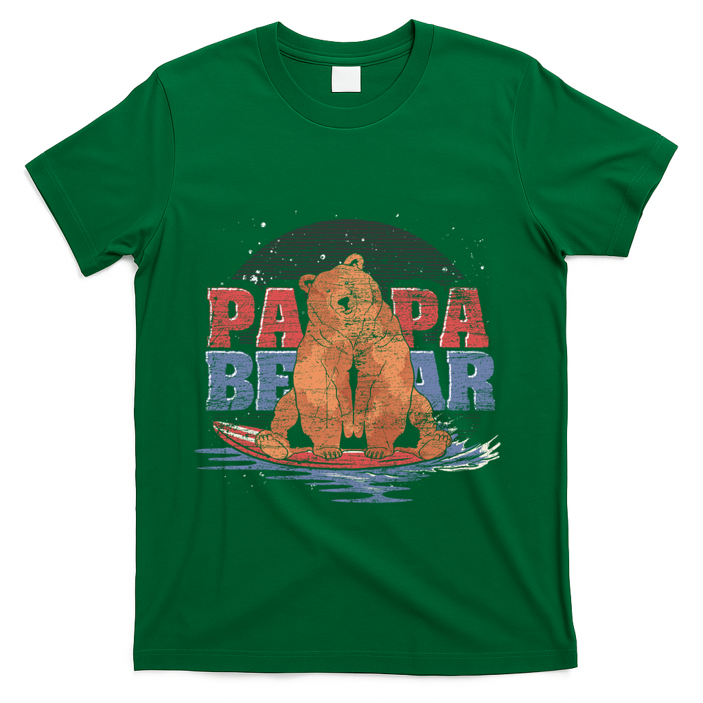 Surfing Bear Family Dad Cute Animal Daddy Papa Bear Gift T-Shirt