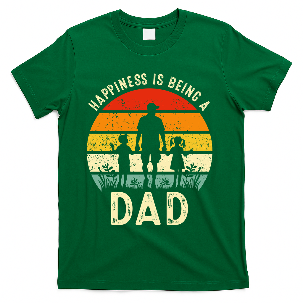 Happiness Is Being A Dad Father's Day Retro Sunset T-Shirt