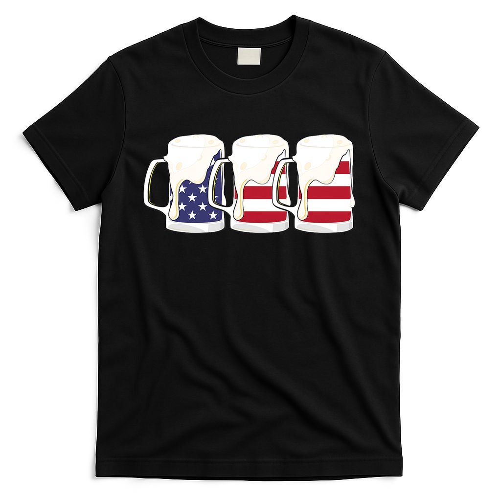 Beer American Flag Shirt 4th Of July Men Women Merica USA T-Shirt