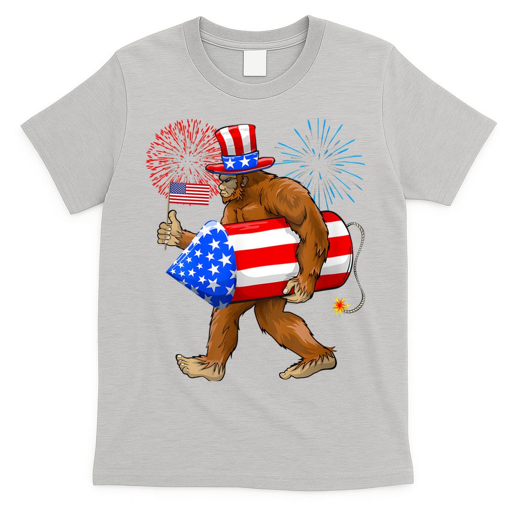 Bigfoot American Flag Funny 4th Of July Sasquatch Believe T-Shirt