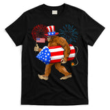 Bigfoot American Flag Funny 4th Of July Sasquatch Believe T-Shirt