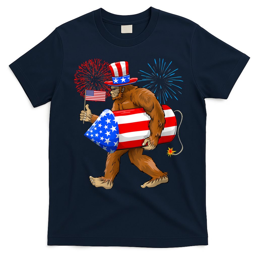 Bigfoot American Flag Funny 4th Of July Sasquatch Believe T-Shirt