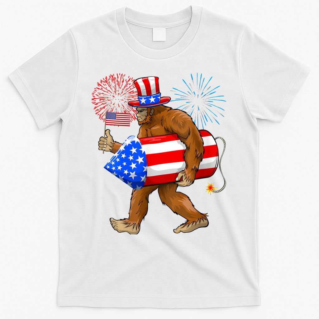 Bigfoot American Flag Funny 4th Of July Sasquatch Believe T-Shirt