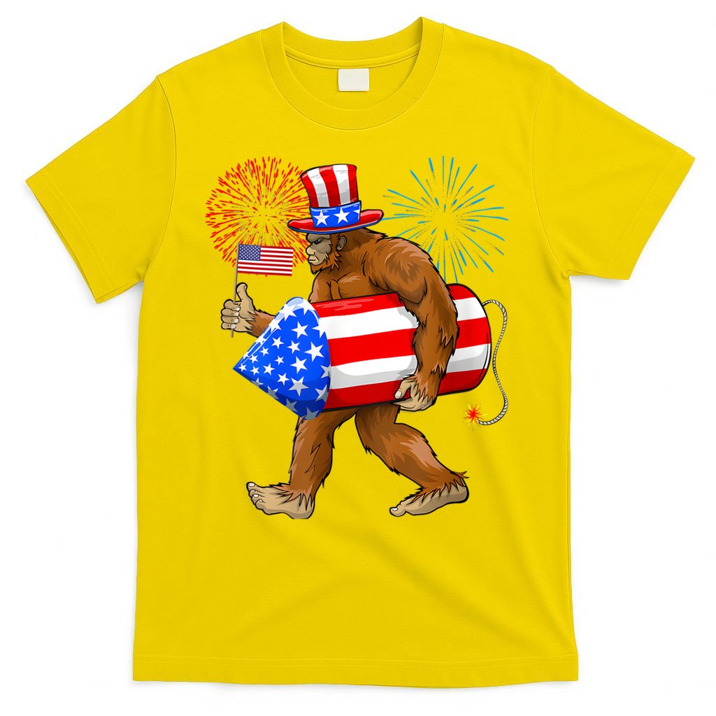 Bigfoot American Flag Funny 4th Of July Sasquatch Believe T-Shirt