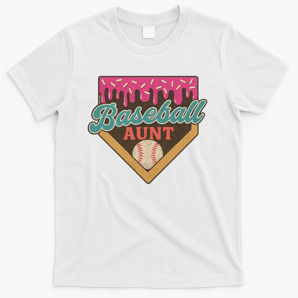 Baseball Aunt Ice Cream Drip T-Shirt
