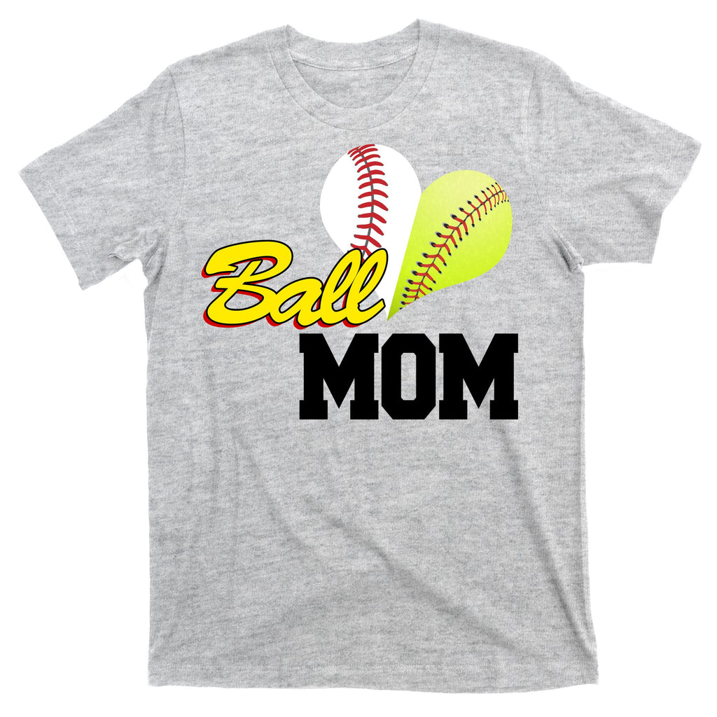 Ball Mom Heart Baseball Fan T-Shirt