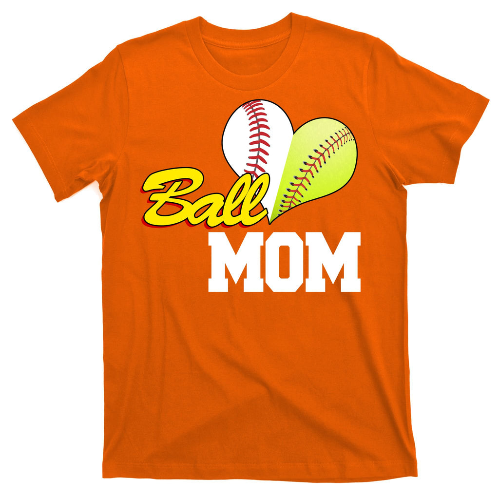 Ball Mom Heart Baseball Fan T-Shirt