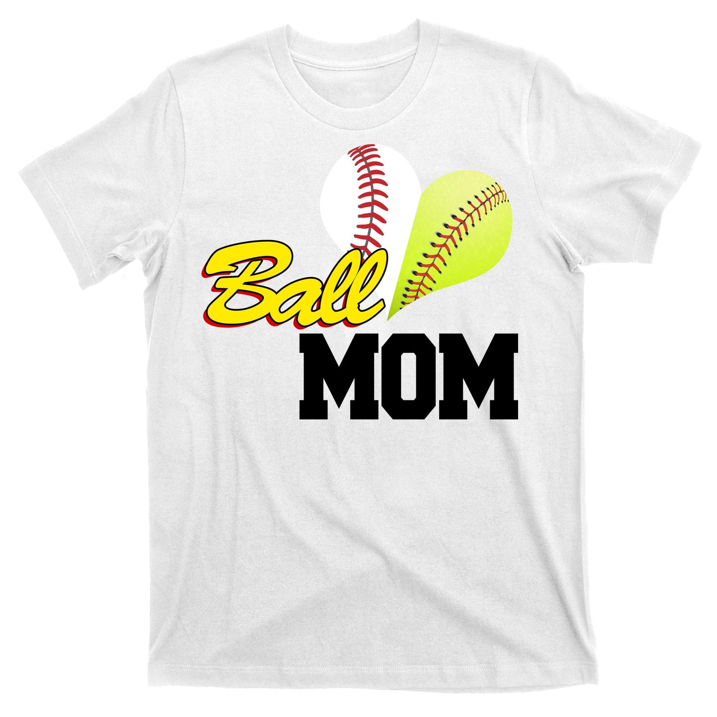 Ball Mom Heart Baseball Fan T-Shirt