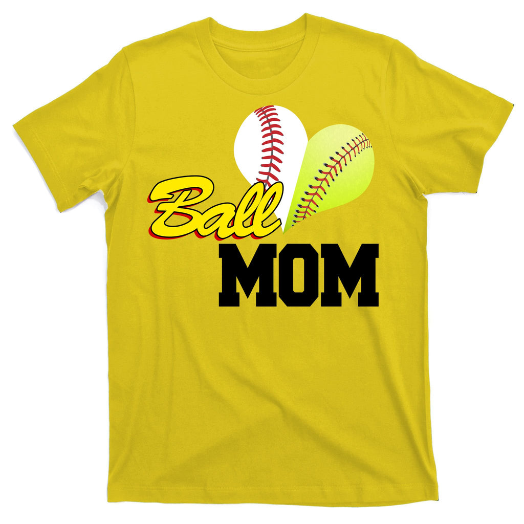 Ball Mom Heart Baseball Fan T-Shirt