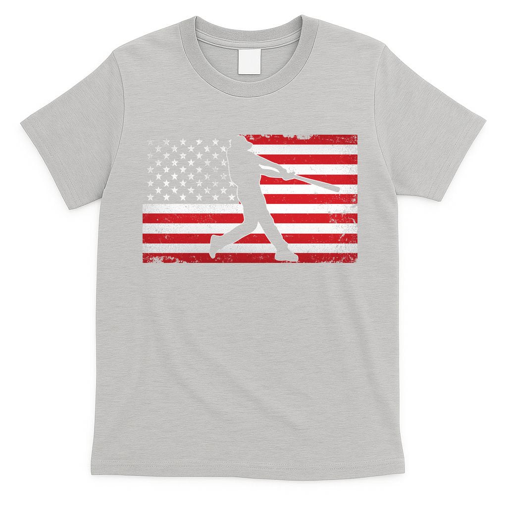 Baseball Player USA American Flag T-Shirt