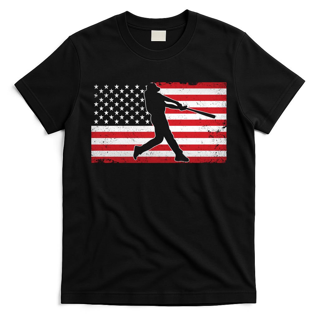 Baseball Player USA American Flag T-Shirt