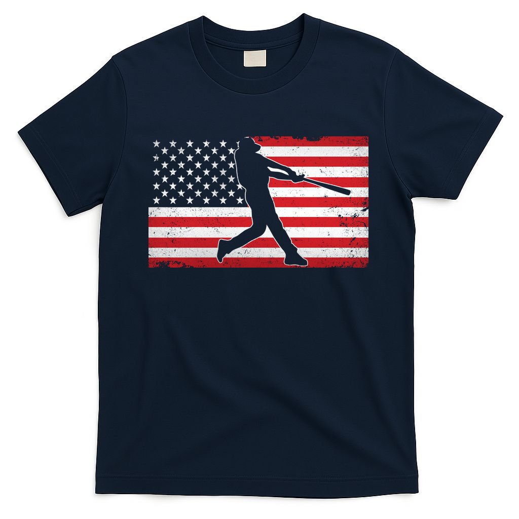 Baseball Player USA American Flag T-Shirt