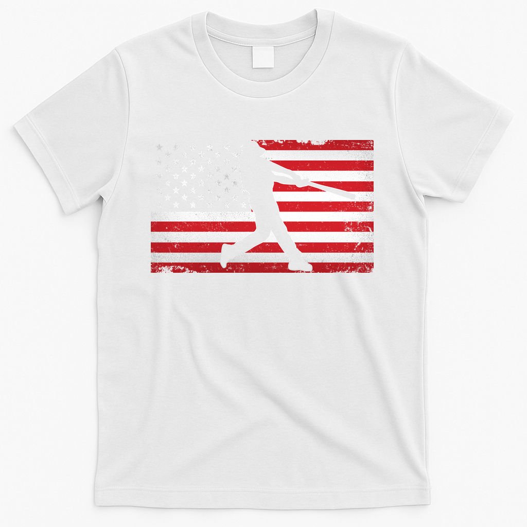 Baseball Player USA American Flag T-Shirt