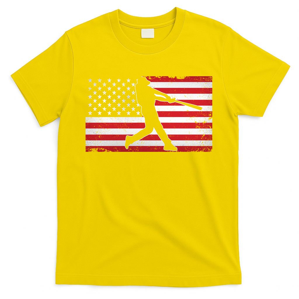Baseball Player USA American Flag T-Shirt