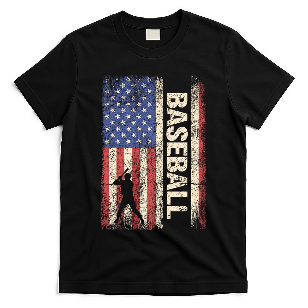 Baseball American Us Flag Vintage 4th Of July T-Shirt