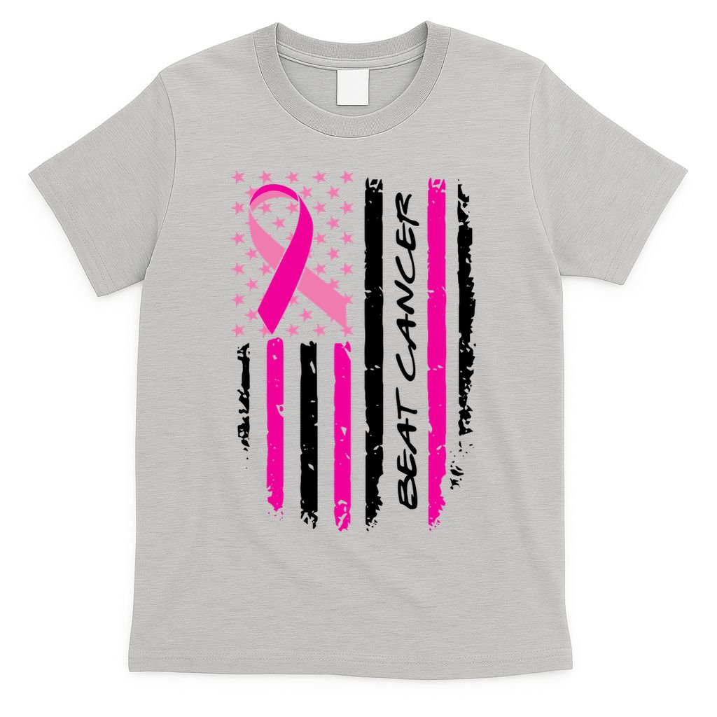 Breast Cancer Awareness USA Distressed Flag T-Shirt