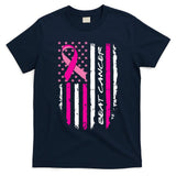 Breast Cancer Awareness USA Distressed Flag T-Shirt