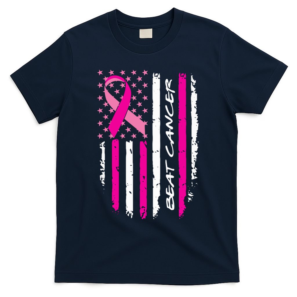 Breast Cancer Awareness USA Distressed Flag T-Shirt