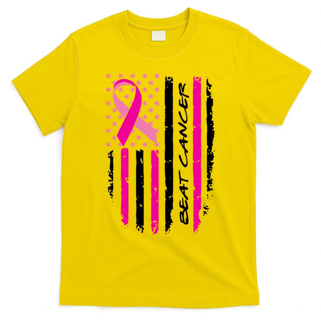 Breast Cancer Awareness USA Distressed Flag T-Shirt