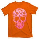Breast Cancer Awareness Month Pink Ribbon Skull T-Shirt
