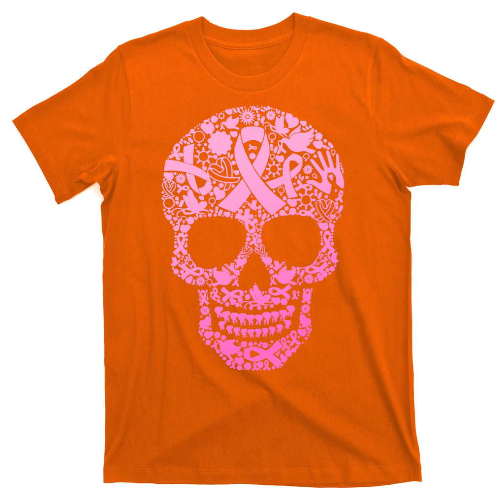 Breast Cancer Awareness Month Pink Ribbon Skull T-Shirt