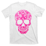 Breast Cancer Awareness Month Pink Ribbon Skull T-Shirt