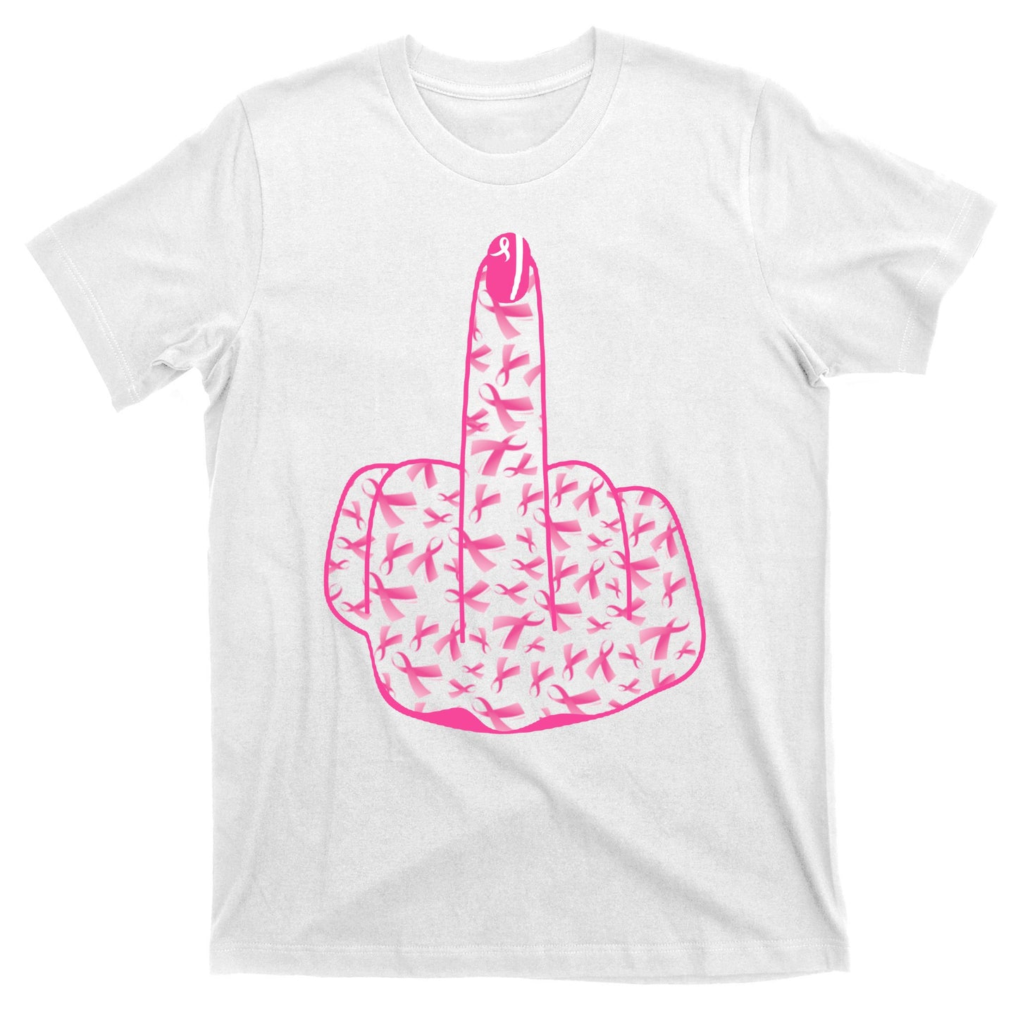 Breast Cancer Awareness FCK Breast Cancer Finger T-Shirt