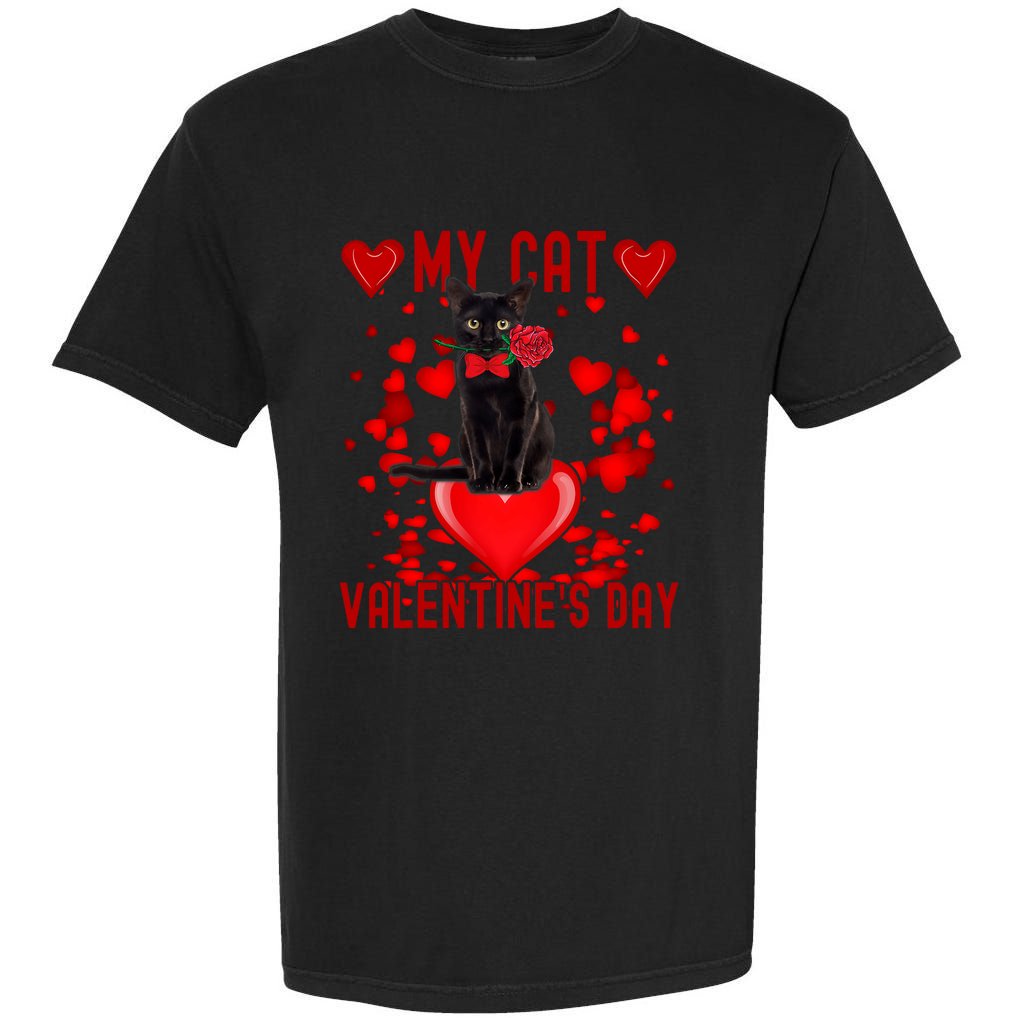 Black Cat Is My Valentine Red Hearts Valentines Day Couples Garment-Dyed Heavyweight T-Shirt