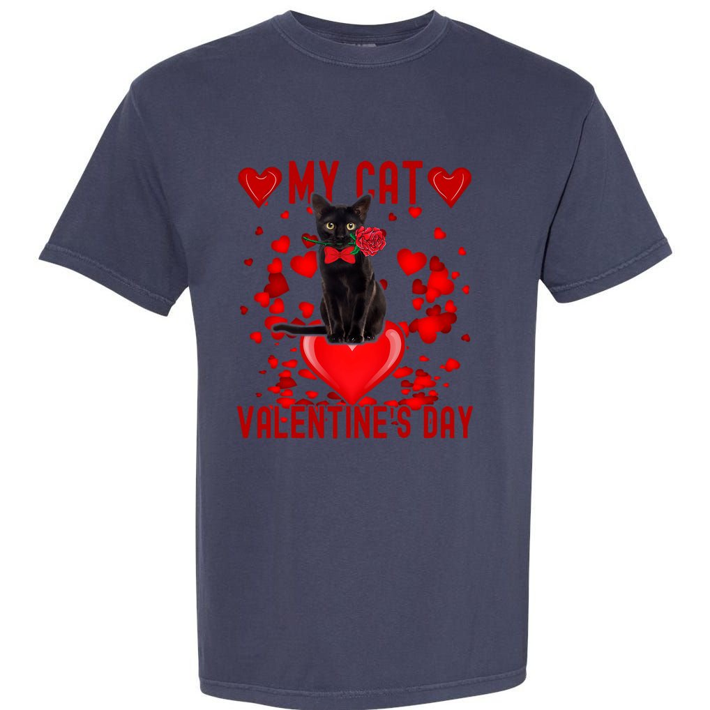 Black Cat Is My Valentine Red Hearts Valentines Day Couples Garment-Dyed Heavyweight T-Shirt