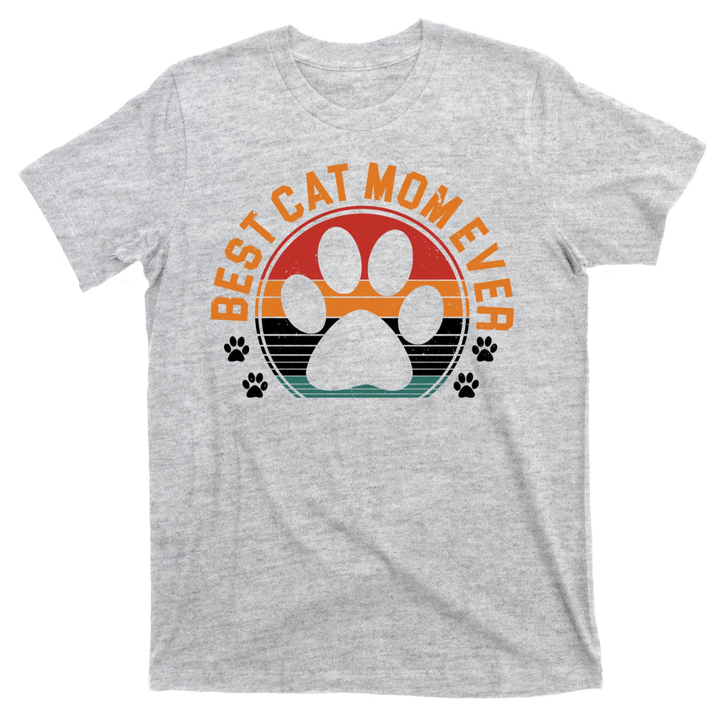 Best Cat Mom Ever Retro Sunset T-Shirt