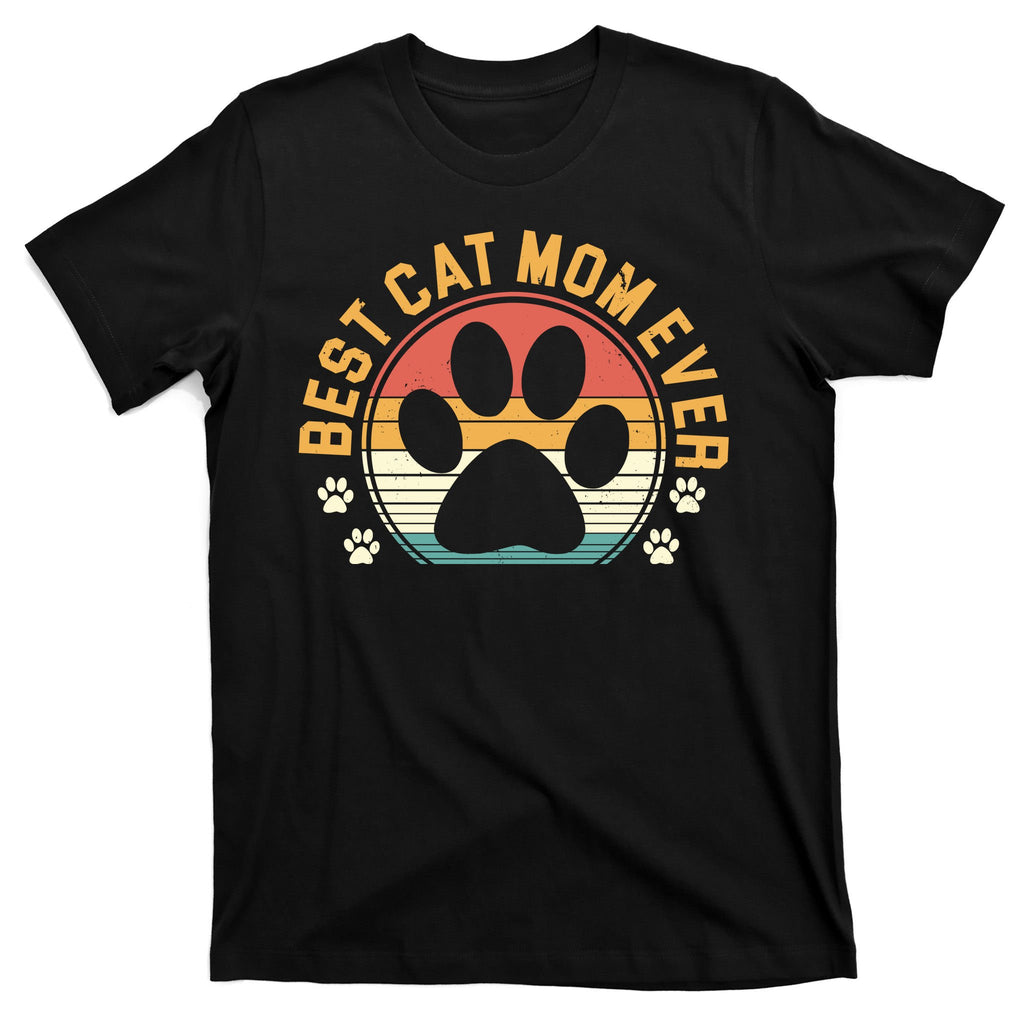 Best Cat Mom Ever Retro Sunset T-Shirt