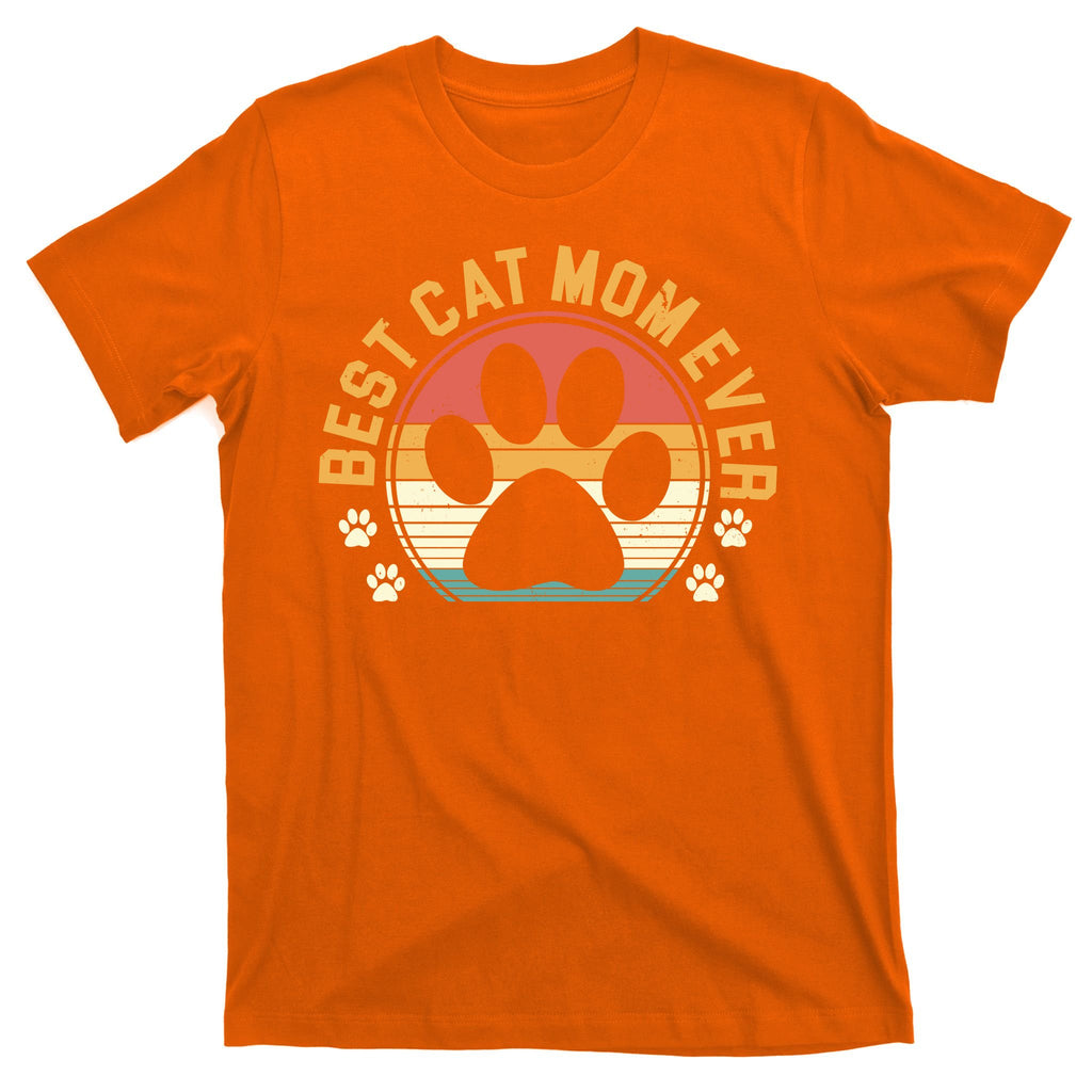 Best Cat Mom Ever Retro Sunset T-Shirt