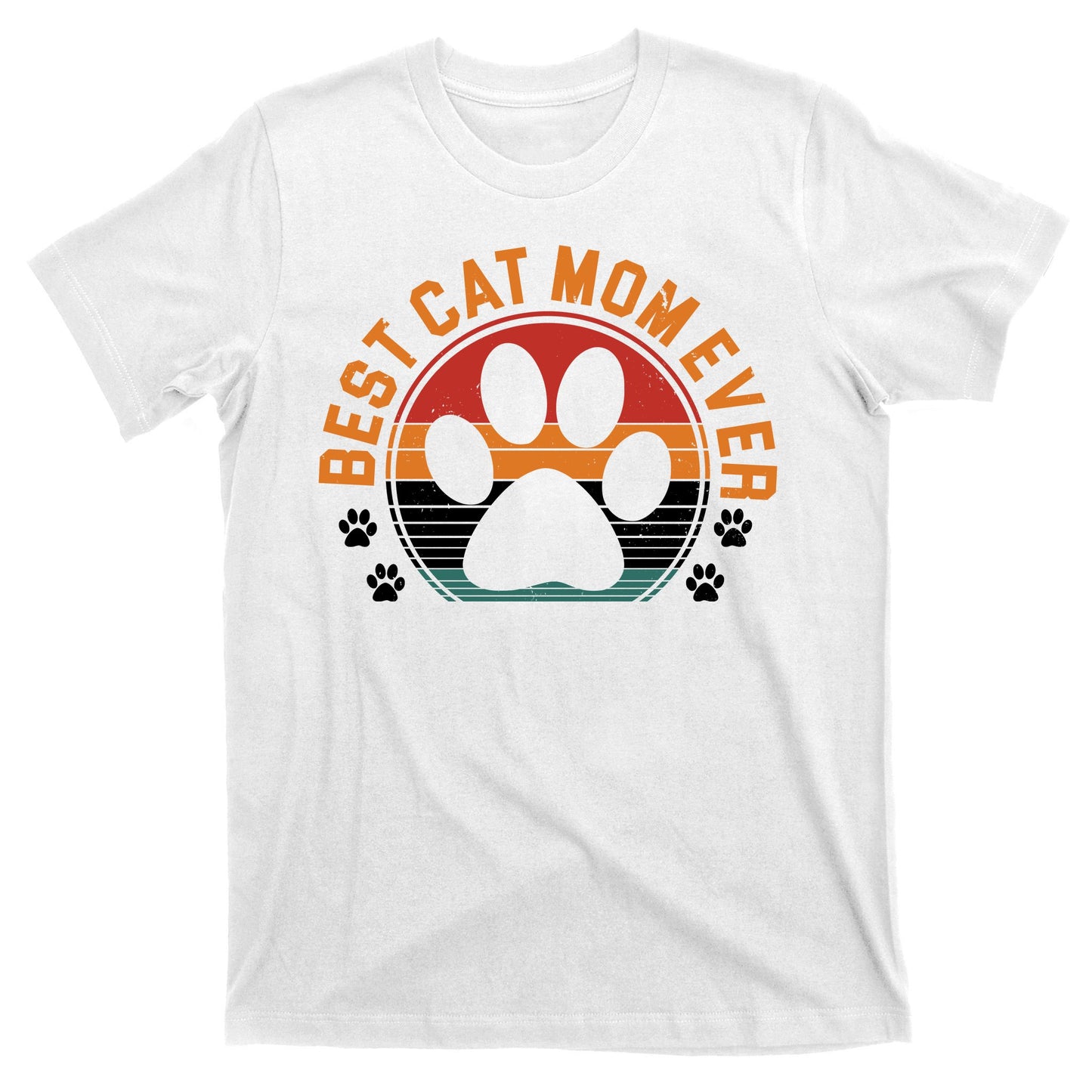 Best Cat Mom Ever Retro Sunset T-Shirt