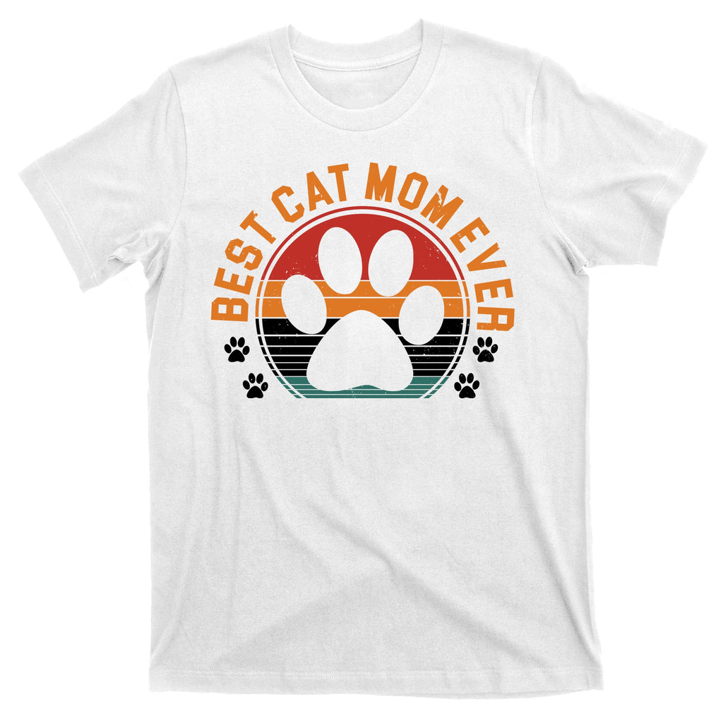 Best Cat Mom Ever Retro Sunset T-Shirt